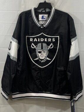 Starter Men's Las Vegas Raiders NFL Football Windbreaker Pullover NWT Black NWT